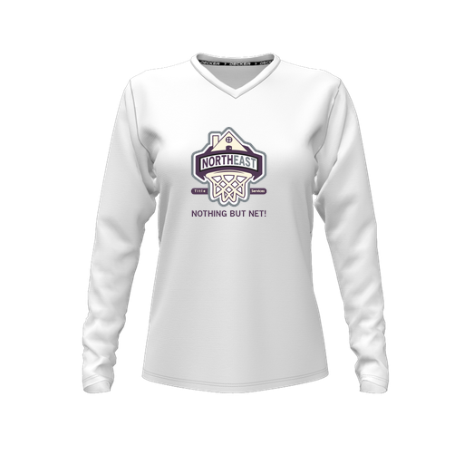 [FTLVCFWH-FYXS-LOGO1] Comfort T-Shirt (Female Youth XS, White, V Neck, Logo 1, Long Sleeve)