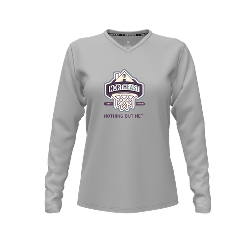 [FTLVCFGY-FYXS-LOGO1] Comfort T-Shirt (Female Youth XS, Gray, V Neck, Logo 1, Long Sleeve)