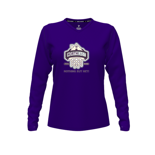 [FTLVCFPP-FYXS-LOGO1] Decker Comfort T-Shirt (Female Youth XS, Purple, V Neck, Logo 1, Long Sleeve)